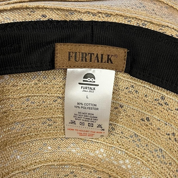 NWT Packable woven wide brim sun hat with wired brim faux leather band tan brown - Picture 11 of 14